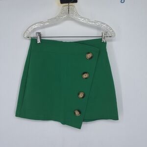DO+BE Small Green Asymmetrical Faux Wrap Mini Skirt Casual